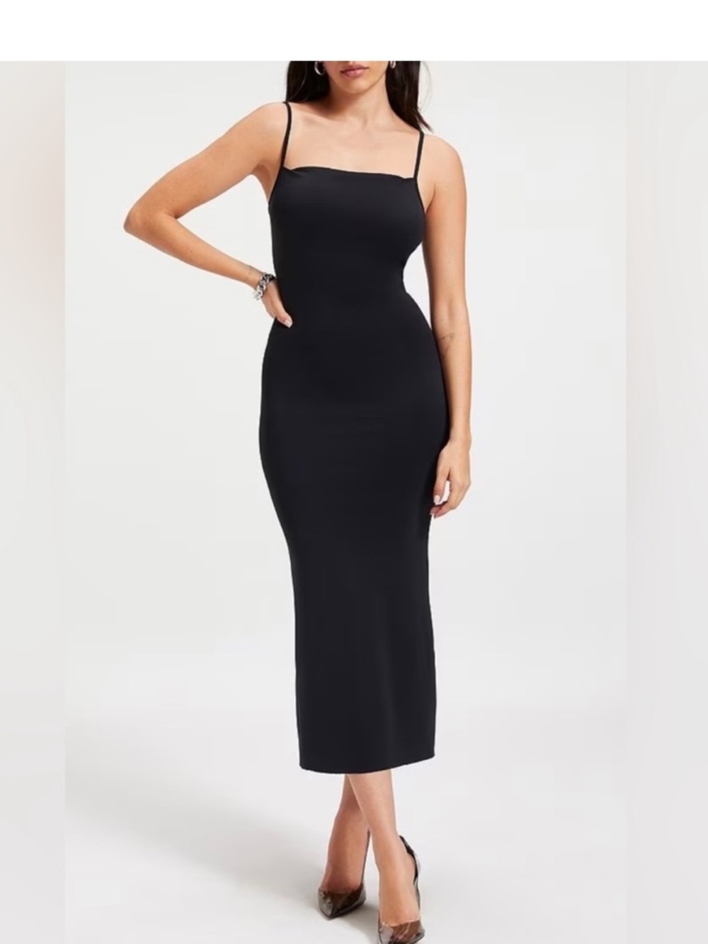 Good American Scuba Midi Dress NWT L/XL Pencil Slip Spaghetti Strap